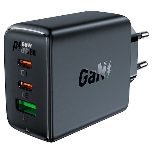 Acefast PD65W 3 kimenetes töltőadapter - fekete